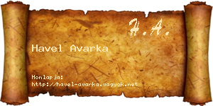 Havel Avarka névjegykártya